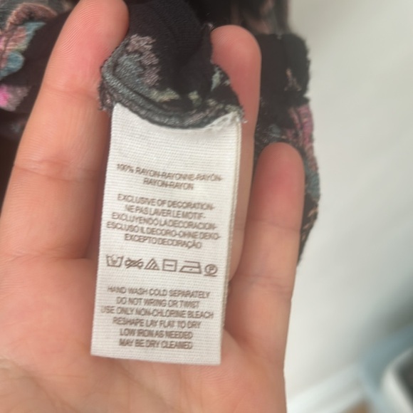 Free People Just The Two Of Us Black Floral Boho Swing Long Sleeve Tunic - Picture 8 of 10